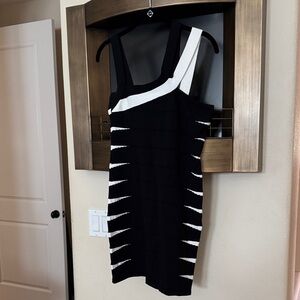 DO+BE One Shoulder Black and White Dress
